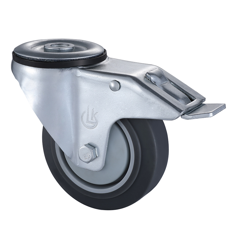 Swivel Castors with Total Lock 125mm Load 150kg Grey Thermoplastic Rubber wheels