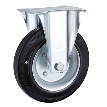 Fixed Castor 125mm Load 100kg Oil Resistance soild Rubber wheels