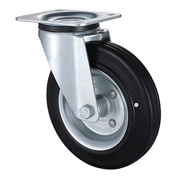Swivel Castor 200mm Load 205kg Oil Resistance soild Rubber wheels