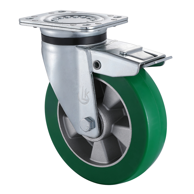 Heavy Duty Swivel Castors with Total Brake 4 Inch Load 270kg Elastic Polyurethane Wheel