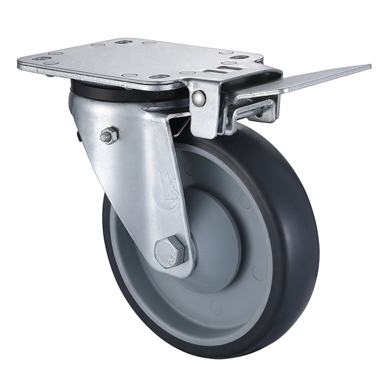 Swivel Castors with central lock 200mm Load 250kg Thermoplastic Rubber wheels