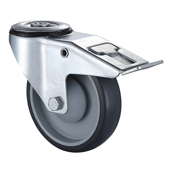 Swivel Castors with Bolt Hole and Total Lock 100mm Load 100kg Thermoplastic Rubber wheels