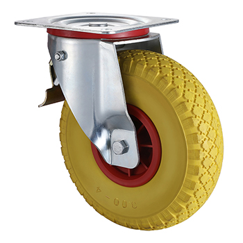 Swivel Castor with Tail Lock 260mm Load 70kg Foam Polyurethane wheels