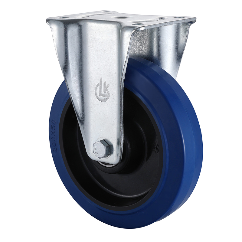 Wholesale Heavy Duty Blue Elastic Rubber Fixed Castors 125mm Load 250kg