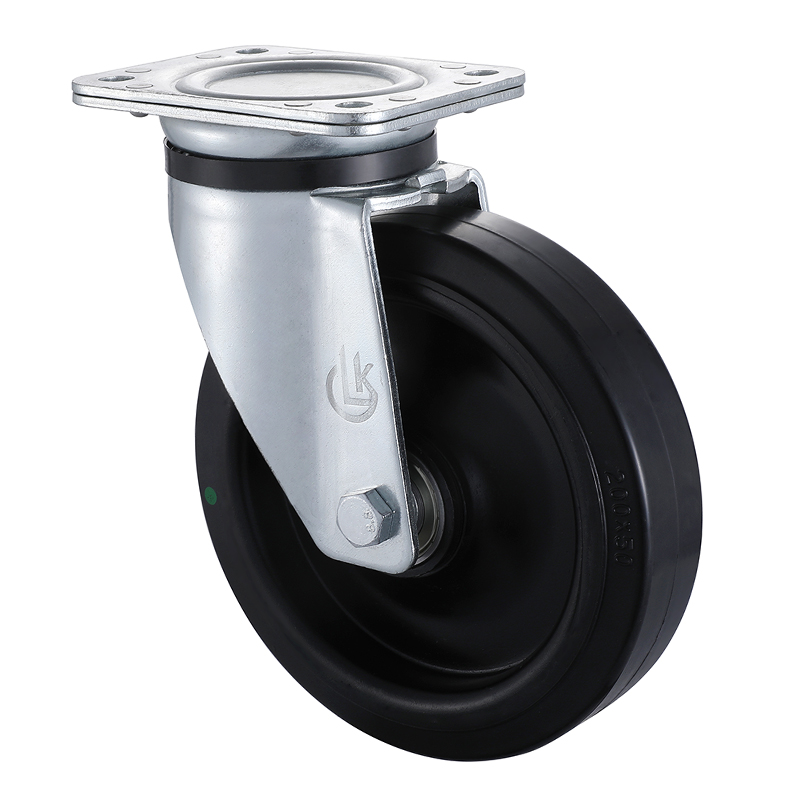 Heavy Duty Black Elastic Rubber Swivel Castors 200mm Load 550kg