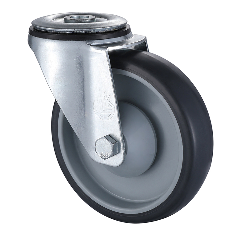 L&K Supplier Industrial Bolt Hole Grey Thermoplastic Rubber Castors