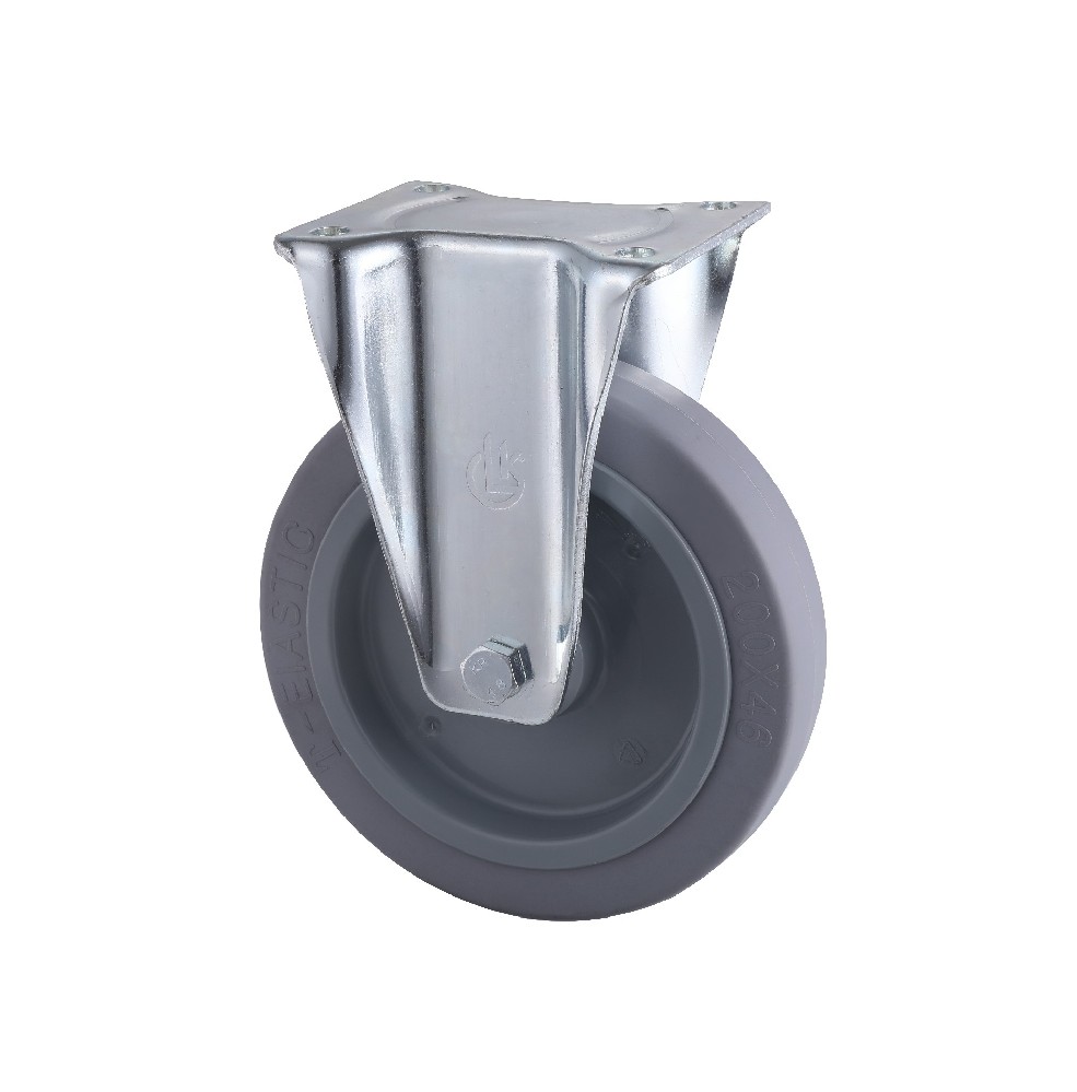 Industrial Grey Elastic Rubber Fixed Castors In Stock