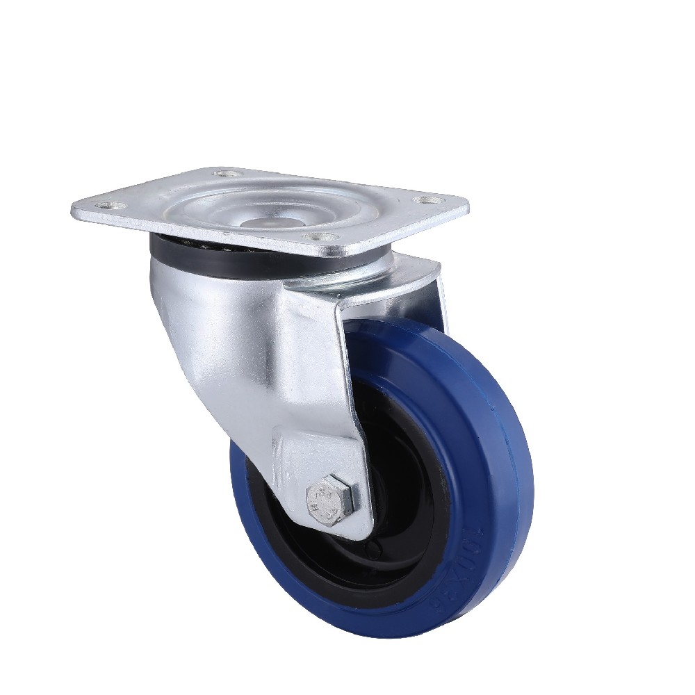 Industrial Blue Elastic Rubber Swivel Castors, Bulk Discount Pricing
