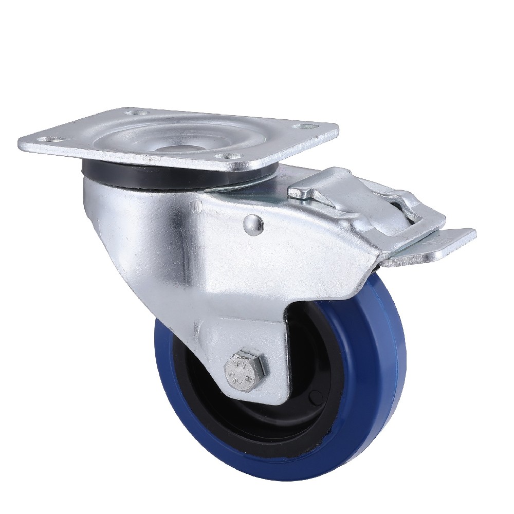 Best Supplier of the Year Industrial Blue Elastic Rubber Swivel Castors with Total Brake