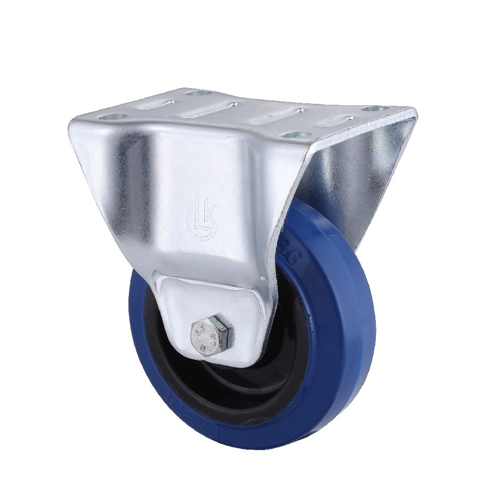 High Quality Industrial Blue Elastic Rubber Fixed Castors for Trolley