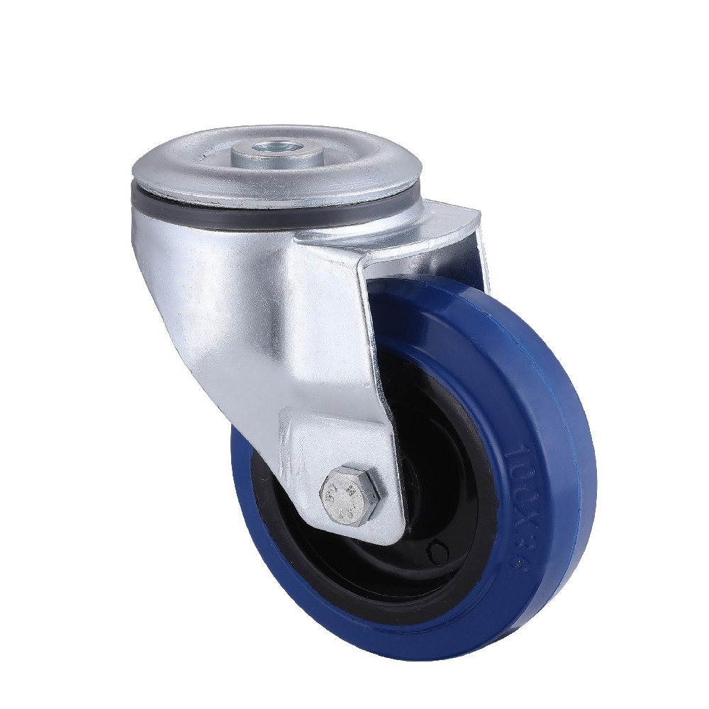 German Supplier Fast Delivery Industrial Bolt Hole Blue Elastic Rubber Castors