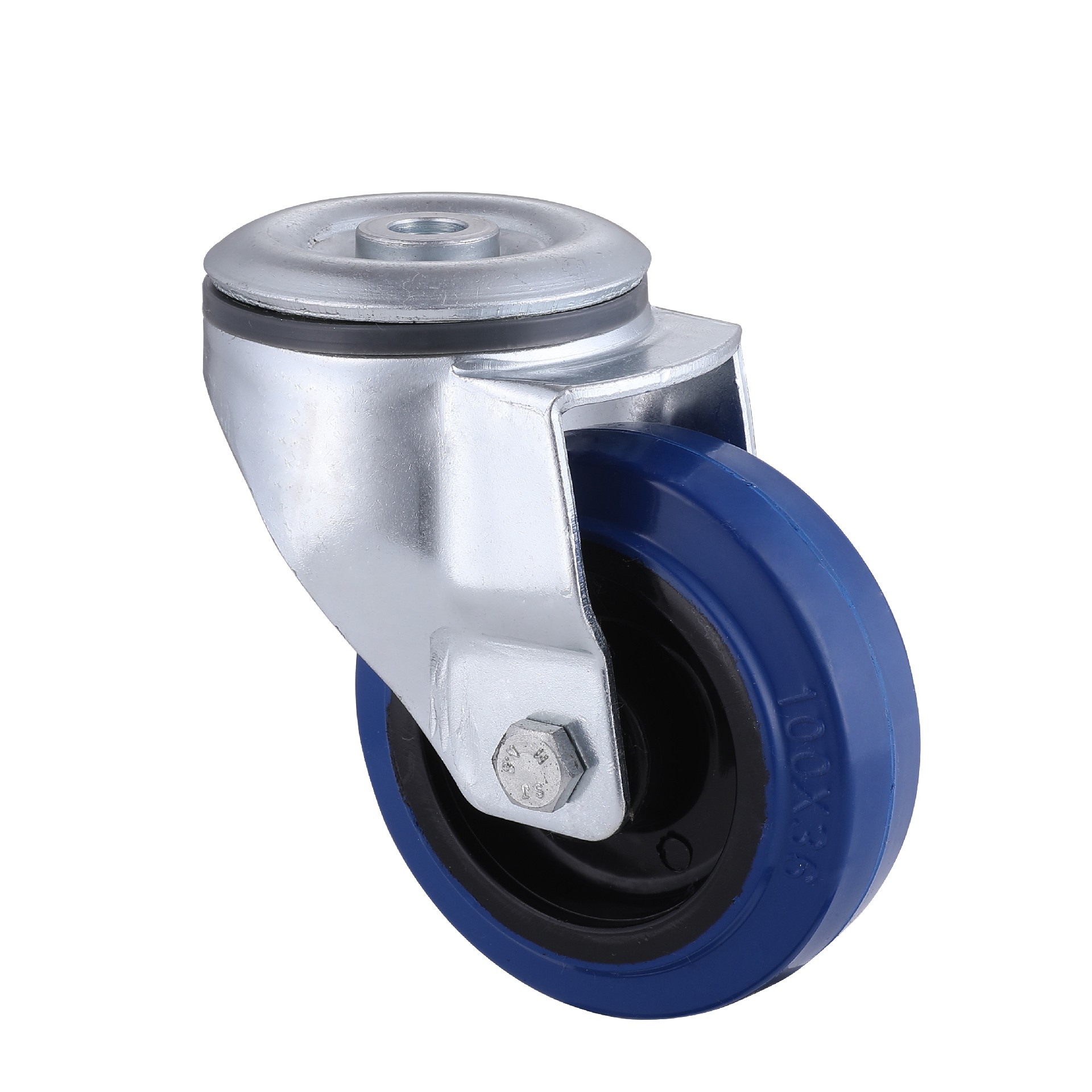 German Supplier Fast Delivery Industrial Bolt Hole Blue Elastic Rubber Castors