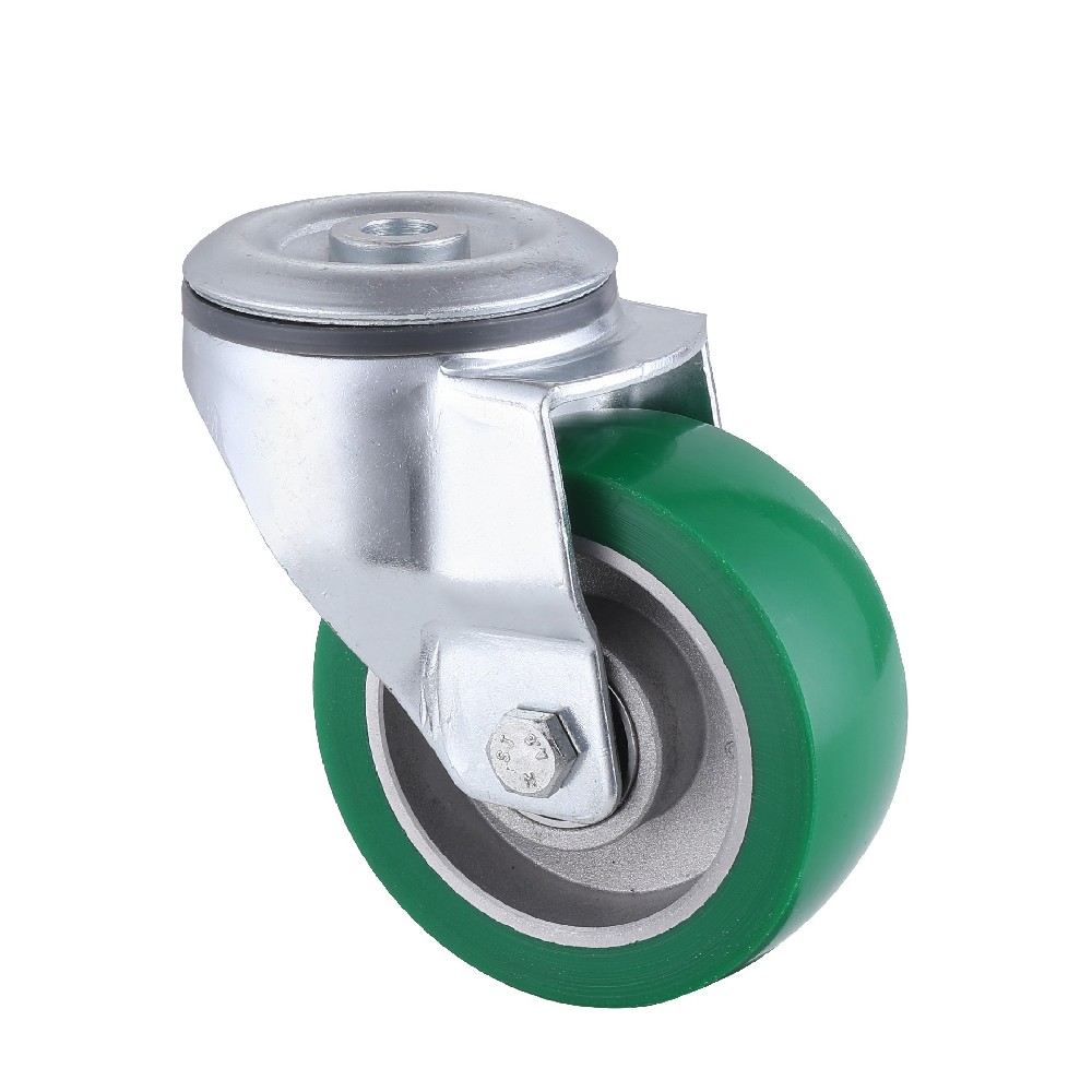 Industrial Bolt Hole Green Elastic Polyurethane Castors