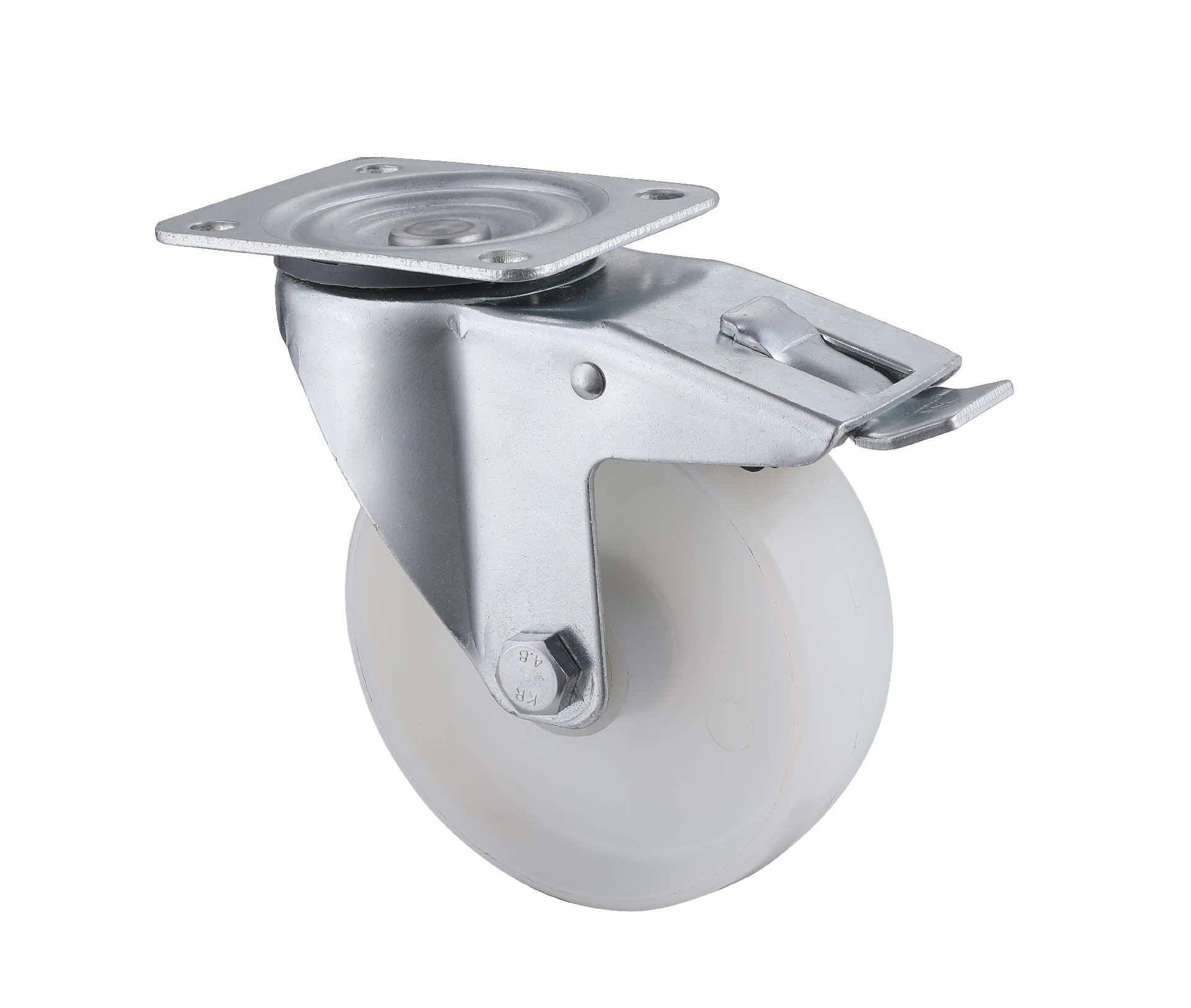 White Polyamide Swivel Castor Wheels with Total Brake 80mm to 200mm Fast Delivery L&K Rollen