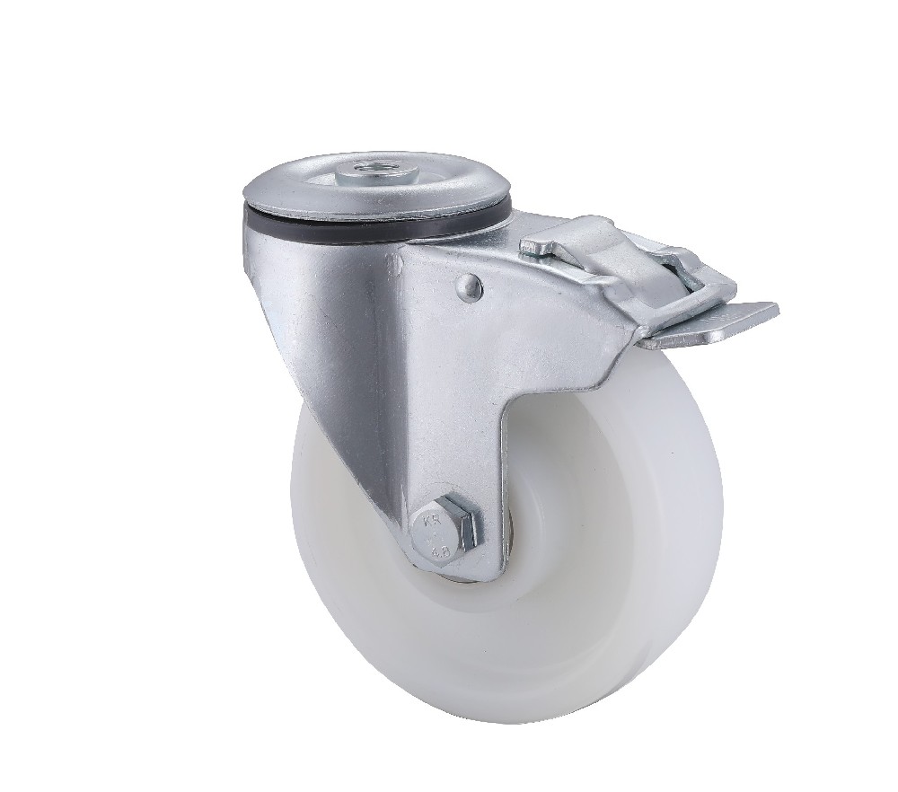 Bolt Hole White Polyamide Castor Wheels with Total Brake Load Capacity 350kg Fast Delivery