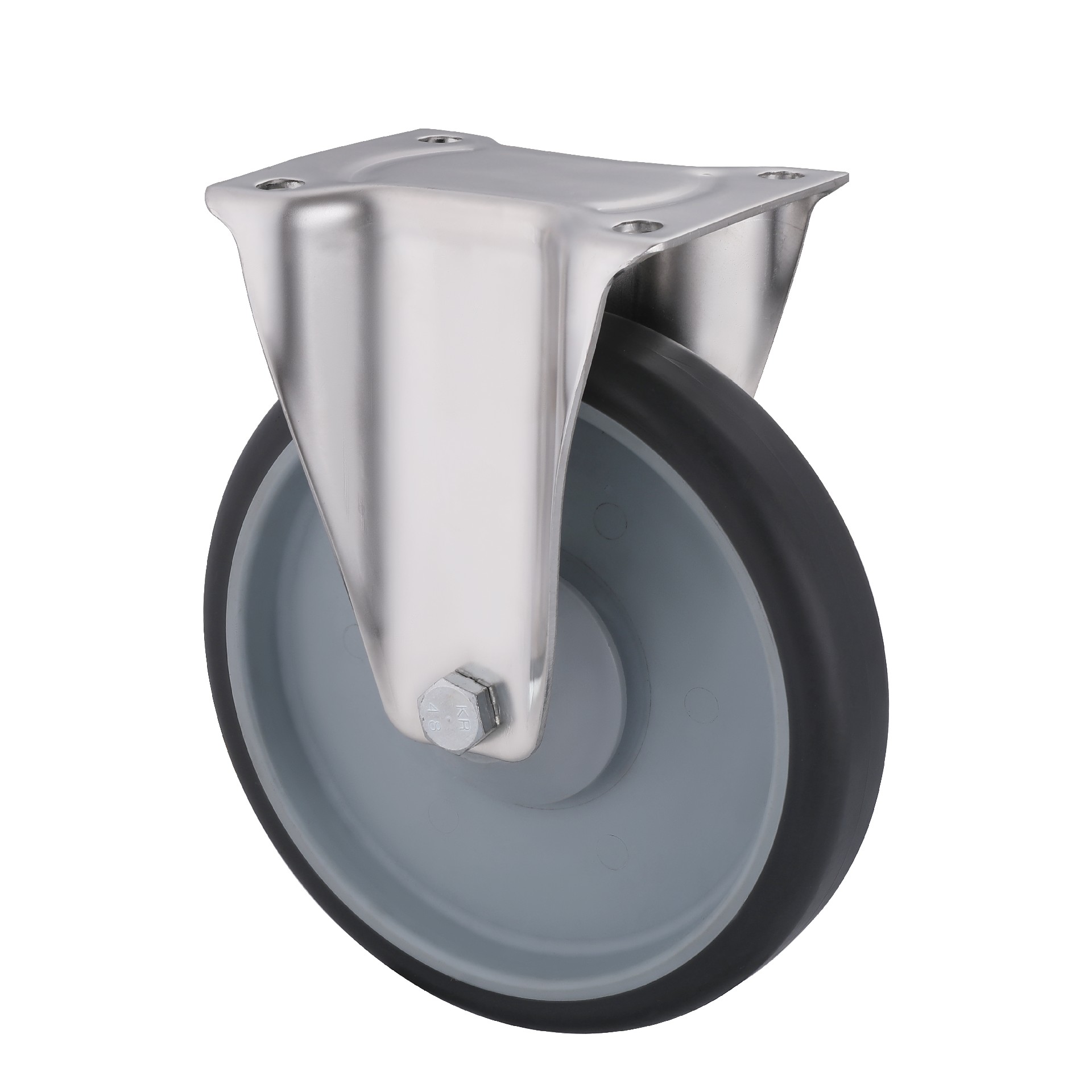 stainless steel grey thermoplastic rubber fixed castors diameter 100mm to 200mm load capacity 100kg to 250kg in stock for light trolley