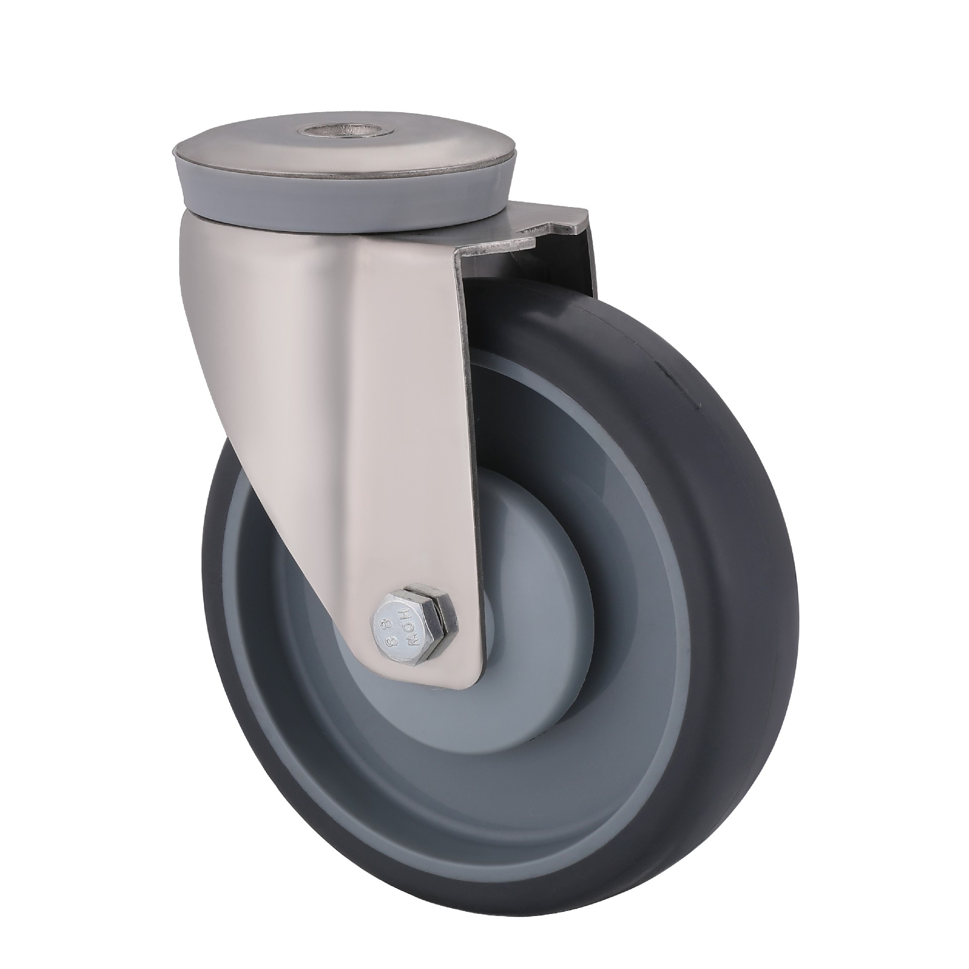 Stainless Steel Grey Thermoplastic Rubber ф13 Bolt Hole Castor diameter 100mm to 200mm load capacity 100kg to 250kg Competitive Wholesale Price for light trolley