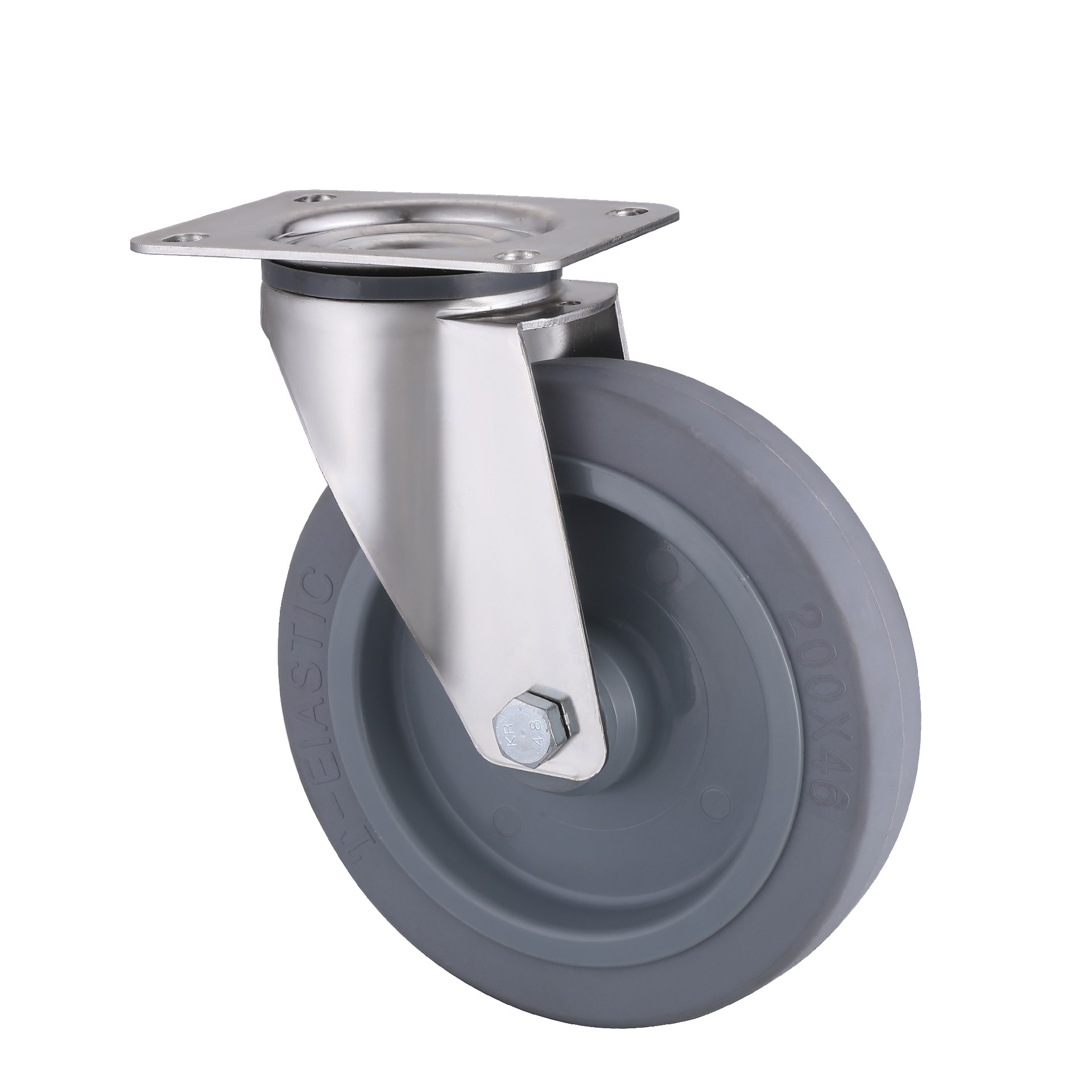 stainless steel grey elastic rubber 360°c rotation castors diameter 100mm to 200mm load capacity 160kg to 300kg for trolley