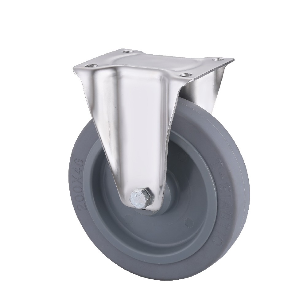 Stainless Steel Grey Elastic Rubber Fixed Castors 160 to 300kg All Terrain Fast Delivery