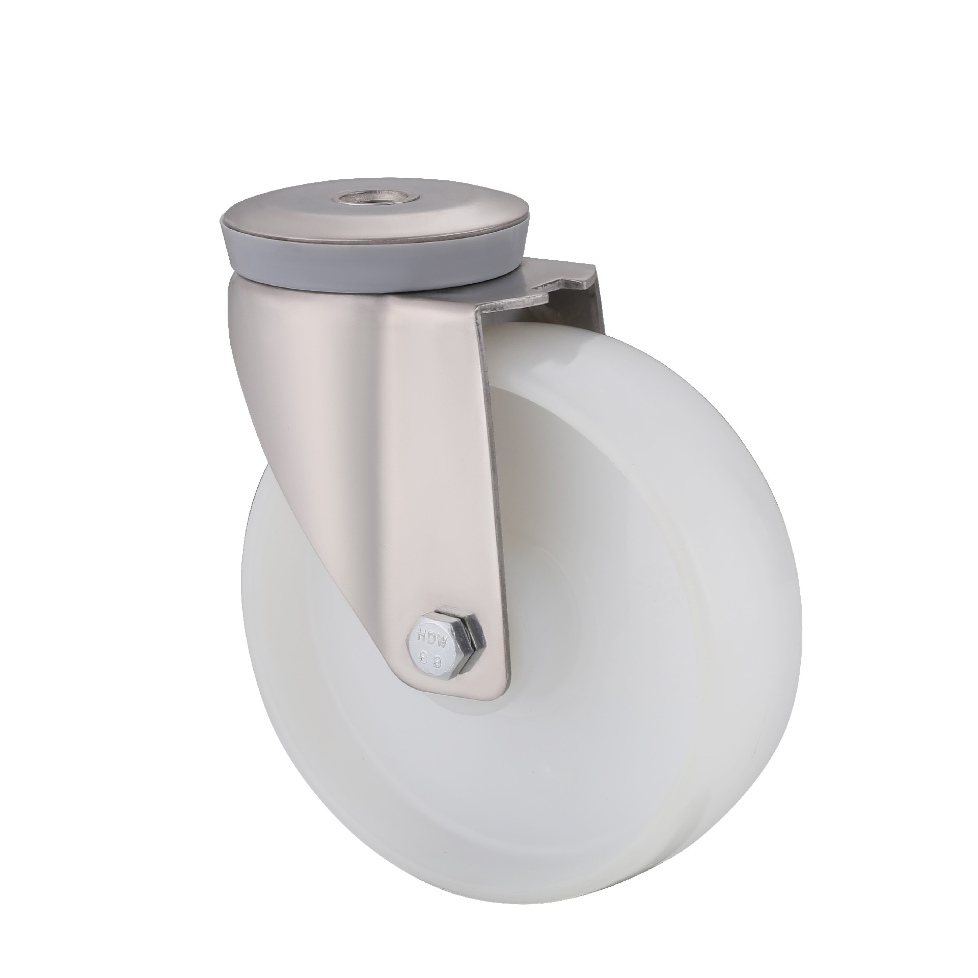 Stainless Steel White Nylon Bolt Hole Castor Wheels diameter 80mm to 200mm load capacity 150kg to 300kg in stock for Plasterboard Trolley