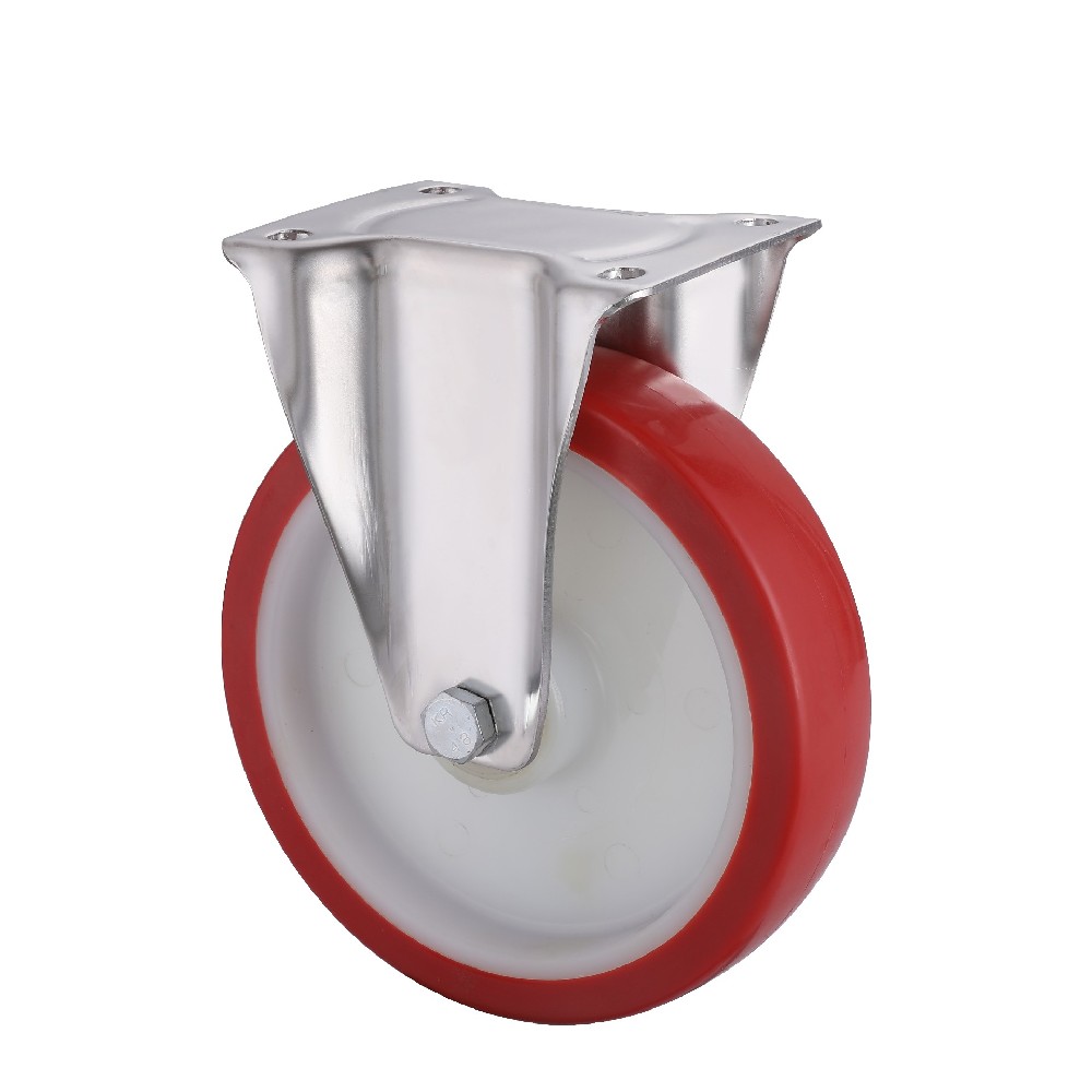 Stainless Steel Red Thermoplastic Polyurethane Fixed Castor Wheels ( Excellent Quality )